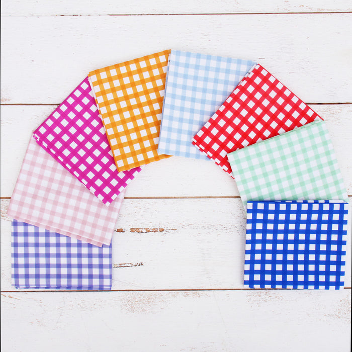 Eight Fat Quarter Bundle - Spring Picnic Collection - 8 Gingham Pattern Colors - Threadart.com