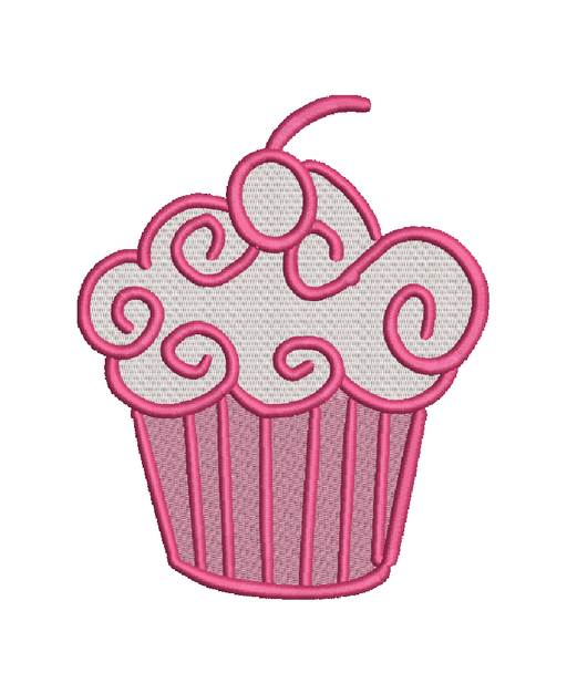 Swirling Cupcake Machine Embroidery Design Single -  Monogramming  - Instant Download 8 Formats and 3 Sizes - Threadart.com