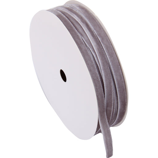 Silver Velvet Ribbon - Thin 1/4" Wide Roll - 5 Yard Roll - Threadart.com