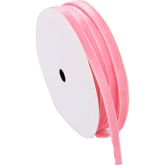 Pink Velvet Ribbon - Thin 1/4" Wide Roll - 5 Yard Roll - Threadart.com