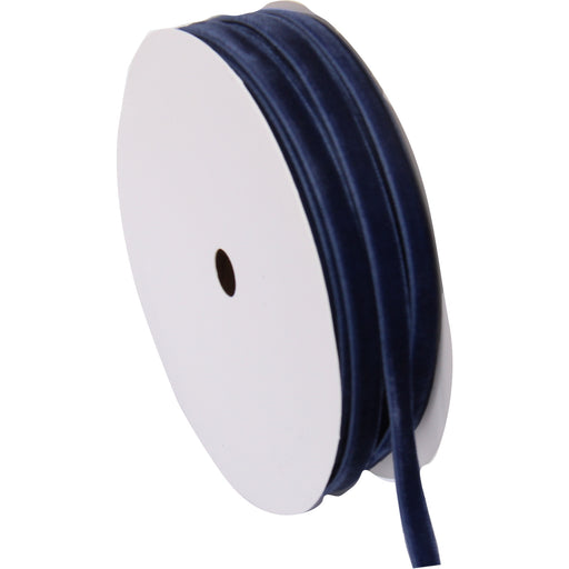 Navy Velvet Ribbon - Thin 1/4" Wide Roll - 5 Yard Roll - Threadart.com