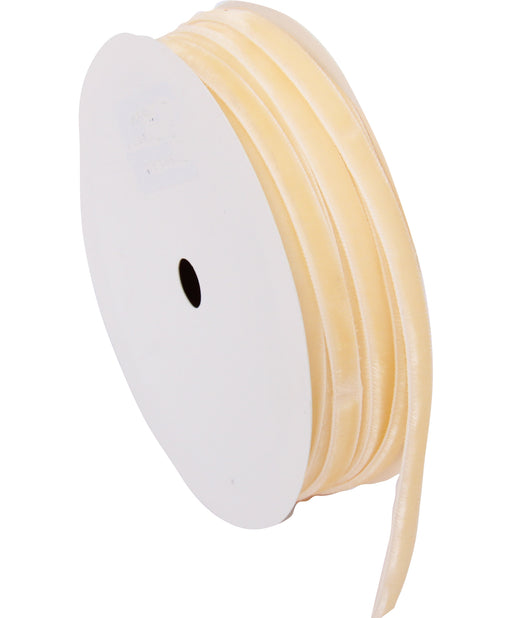 Ivory Velvet Ribbon - Thin 1/4" Wide Roll - 5 Yard Roll - Threadart.com