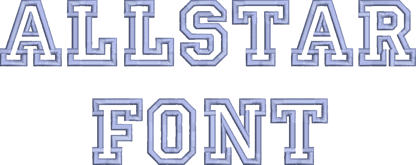 AllStar Font Machine Embroidery Design Set -  Monogramming Alphabet Letters BX Font - Download 9 Formats and 3 Sizes - Threadart.com