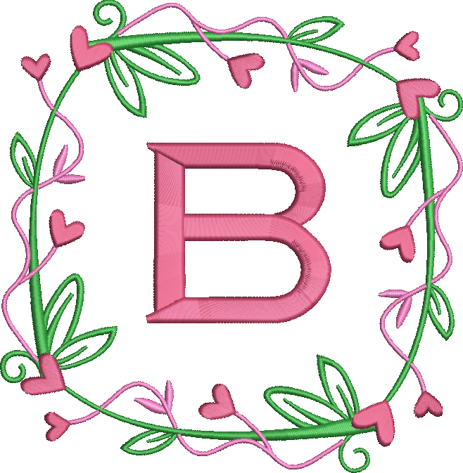 Valentine Vines Monogram Frame Embroidery Design Instant Download - 3 Sizes - 8 Formats - ThreadArt - Threadart.com