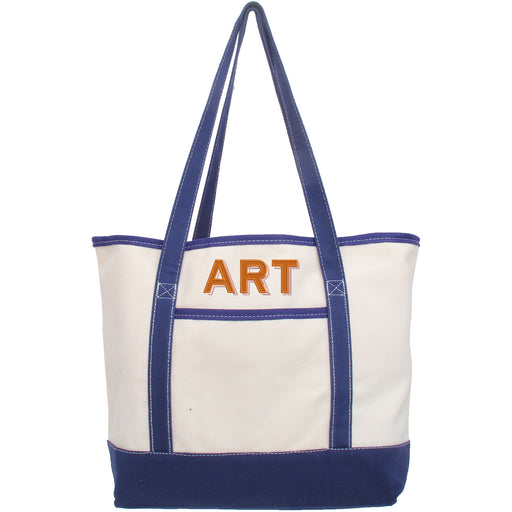 Personalized Boat Tote Bag  - Embroidered Two Color Shadow Block - Threadart.com