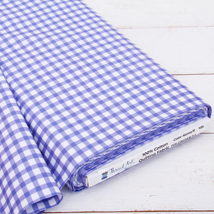 Premium Cotton Quilting Fabric Sold By The Yard - Spring Picnic Collection - Gingham Purple - Threadart.com