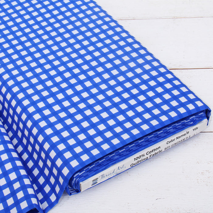 Premium Cotton Quilting Fabric Sold By The Yard - Spring Picnic Collection - Gingham Royal - Threadart.com