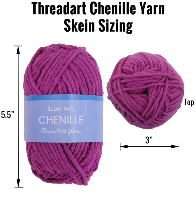 Super Soft Chenille Yarn Set - Frostings - Pack of 6 Skeins - #5-50 Gram Skeins - 60 yds Each - Threadart.com