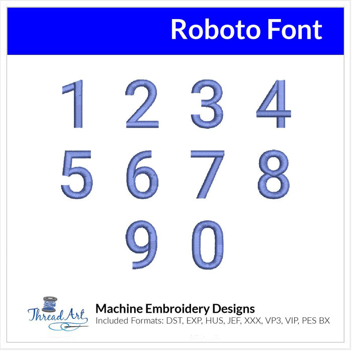 Roberto Font Machine Embroidery Design Set - Alphabet Letters Numbers BX Font - Download 9 Formats and 4 Sizes - Threadart.com