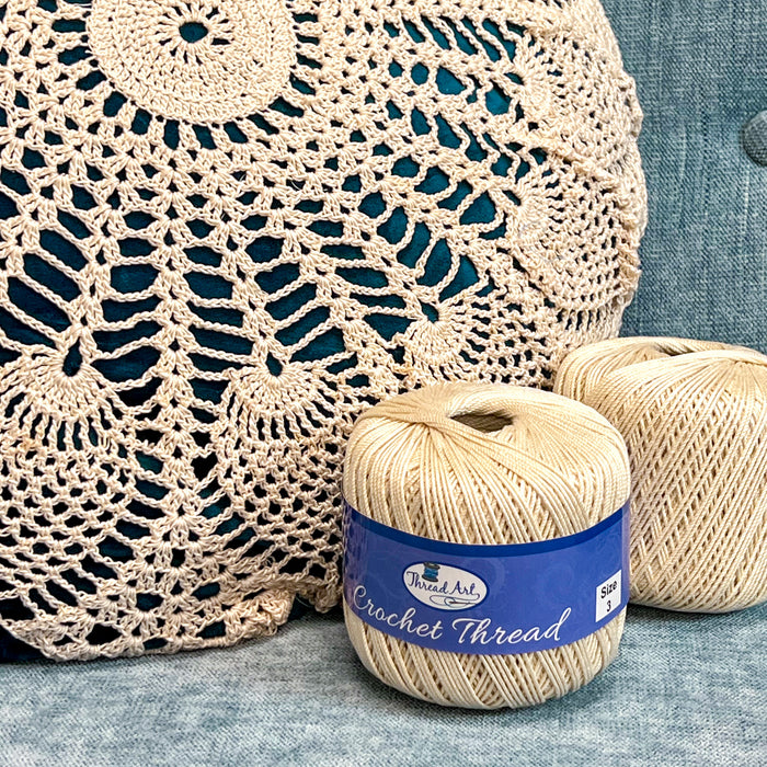 Cotton Crochet Thread - Size 3 - White- 140 yds - Threadart.com