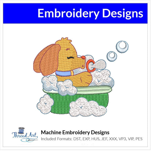 Puppy in Bubble Bath Embroidery Design Instant Download - 4 Sizes - 8 Formats - ThreadArt - Threadart.com