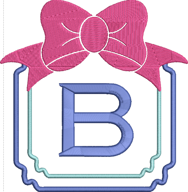 Bow Topped Monogram Frame Embroidery Design Instant Download - 3 Sizes - 8 Formats - ThreadArt - Threadart.com