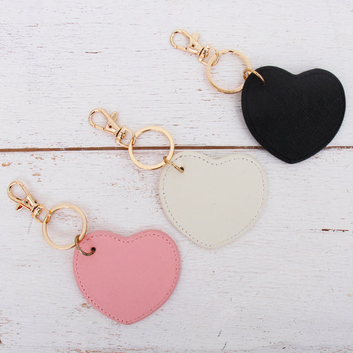 Heart Keychain Bag Pendant - Pink, Ivory, or Black - Threadart.com