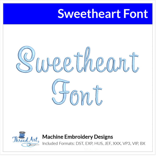 SweetHeart Font Machine Embroidery Design Set -  Script Cursive Alphabet Letters BX Font - Download 9 Formats and 3 Sizes - Threadart.com