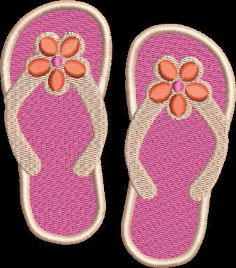 Flip Flops Sandals Embroidery Design Instant Download Cute Beach Summer - 3 Sizes - 8 Formats - ThreadArt - Threadart.com