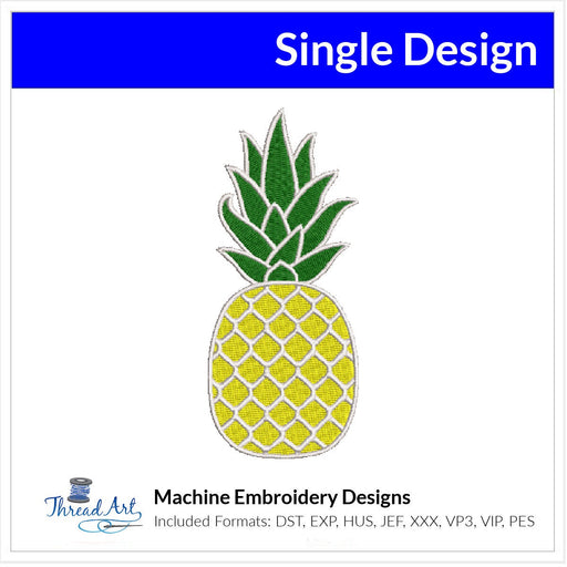 Pineapple Embroidery Design Instant Download Cute Beach Summer - 3 Sizes - 8 Formats - ThreadArt - Threadart.com