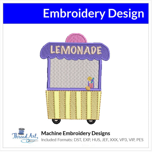 Lemon Stand Embroidery Design Instant Download Cute Summer Vintage - 3 Sizes - 8 Formats - ThreadArt - Threadart.com