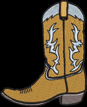 Western Boot Embroidery Design Instant Download Cute Boot in 3 Sizes - 8 Formats - ThreadArt - Threadart.com