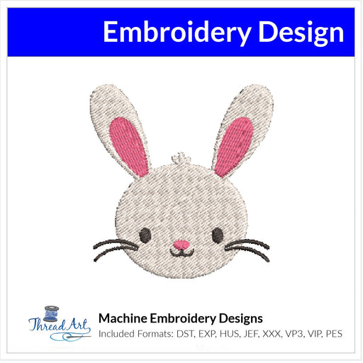 Cute Bunny Face Embroidery Design Instant Download Cute - 3 Sizes - 8 Formats - ThreadArt - Threadart.com