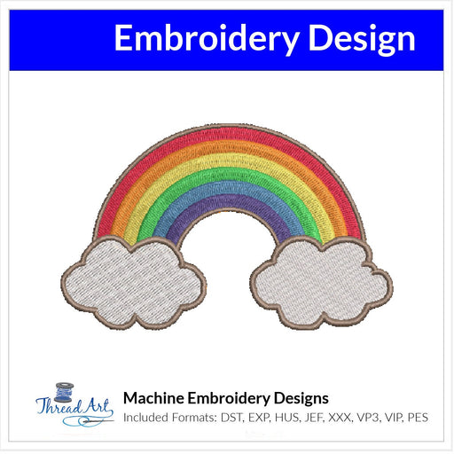 Rainbow Embroidery Design Instant Download Cute Beach Summer - 4 Sizes - 8 Formats - Threadart.com