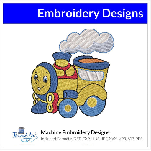 Toy Train Embroidery Design Instant Download Cute Train - 3 Sizes - 8 Formats - ThreadArt - Threadart.com