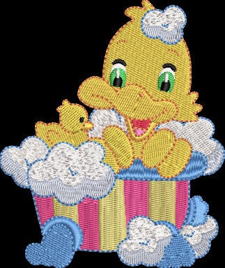 Duck in Bubble Bath Embroidery Design Instant Download  - 3 Sizes - 8 Formats - ThreadArt - Threadart.com