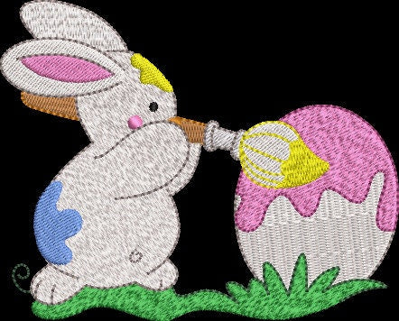 Bunny Painting Cute Easter Egg Embroidery Design Instant Download  - Multiple Sizes - 8 Formats - ThreadArt - Threadart.com