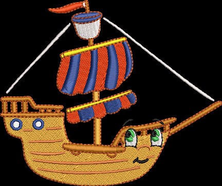 Pirate Toy Ship Embroidery Design Instant Download  - Multiple Sizes - 8 Formats - ThreadArt - Threadart.com