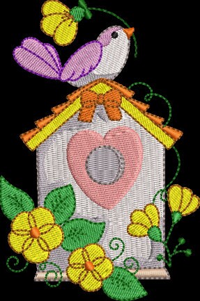 Bird on Birdhouse Spring Floral Embroidery Design Instant Download  - Multiple Sizes - 8 Formats - ThreadArt - Threadart.com