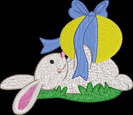 Bunny with Bow Embroidery Design Easter Egg Instant Download  - Multiple Sizes - 8 Formats - ThreadArt - Threadart.com