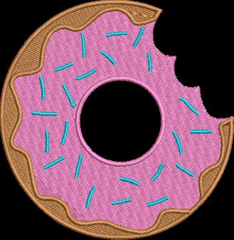 Cute Donut with Bite Embroidery Design  Instant Download  - Multiple Sizes - 8 Formats - ThreadArt - Threadart.com