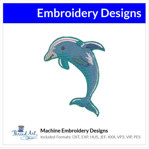 Dolphin Sea Ocean Embroidery Design Instant Download  - Multiple Sizes - 8 Formats - ThreadArt - Threadart.com