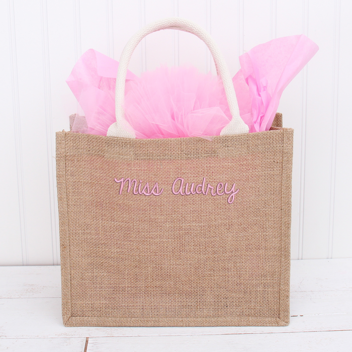 Personalized Jute Tote Bag - Embroidered Gift Bag - Threadart.com