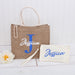 Personalized Jute Tote Bag - Printed Two Color Double Text on Burlap Tote - Threadart.com