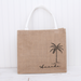 Embroidered Palm Tree Jute Burlap Tote Bags, Personalized Beach Bag For Pool Time - Threadart.com
