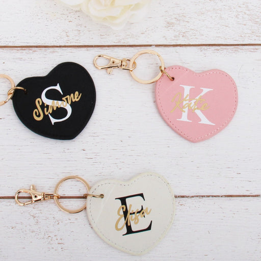 Heart Keychain Bag Pendant - Pink, Ivory, or Black - Threadart.com