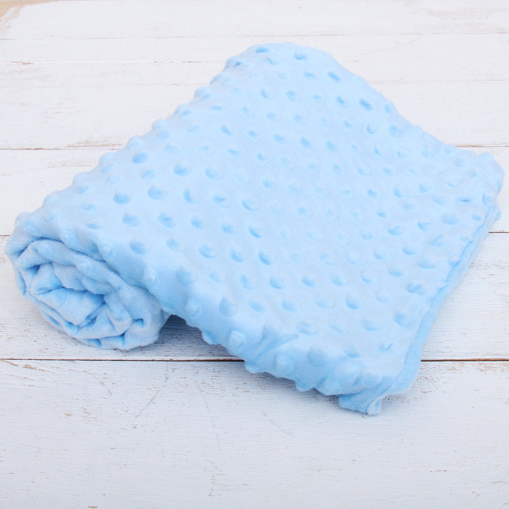 Baby Blanket - Blue outlet Camping Print with Minky Backing - 42 x 44”