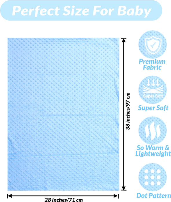 Minky Blanket - Light Blue Minky Dots - Baby Blanket Size 28" x 38" - Threadart.com