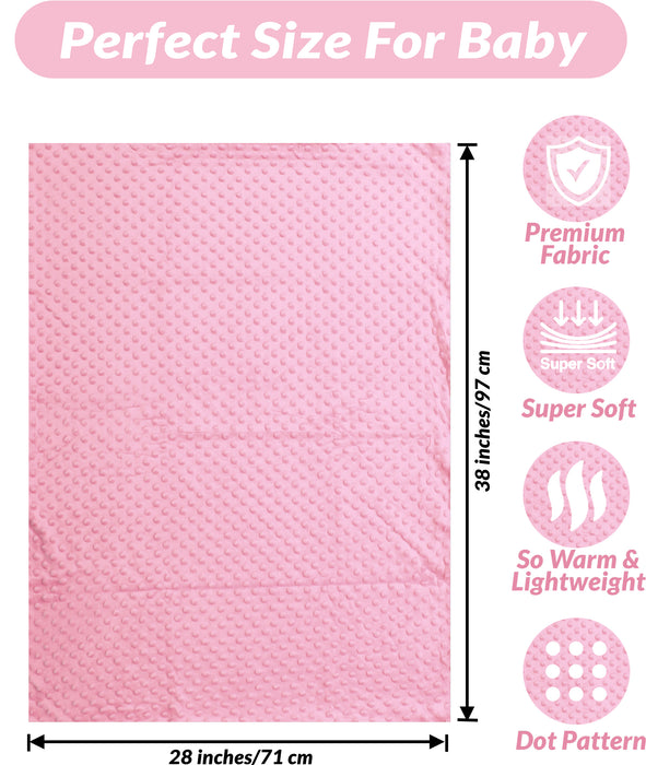 Minky Blanket - Light Pink Minky Dots - Baby Blanket Size 28" x 38" - Threadart.com