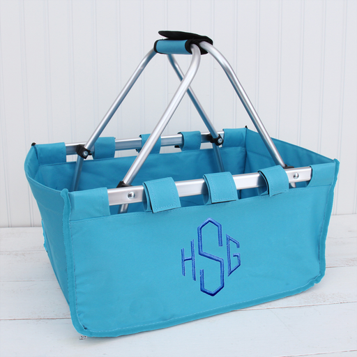 Monogrammed Market Basket Tote - Embroidered Monogram - Threadart.com