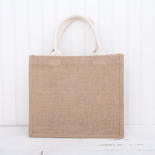 Jute Tote Bag - Small Size 12x10x6 - Fine Burlap Tote Bag - Threadart.com