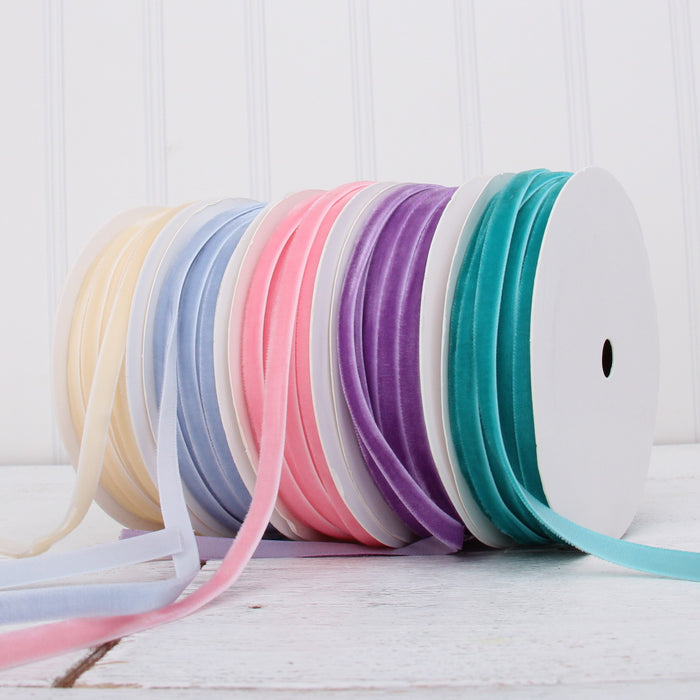 Ivory Velvet Ribbon - Wide 2 1/4" Roll - 5 Yards - Threadart.com