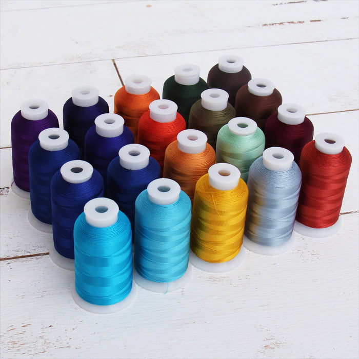 20 Colors of Polyester Embroidery Thread Set - Royal Colors — Threadart.com