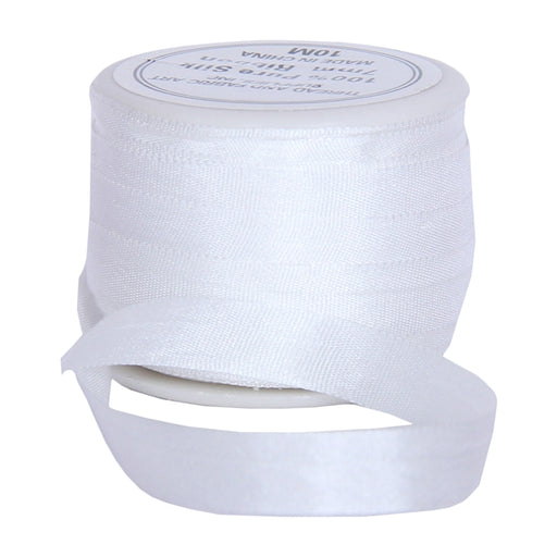100% Pure Silk Ribbon by Threadart - 2mm White - No. 003 - 3 Sizes - 50 Colors Available, Size: 2 mm