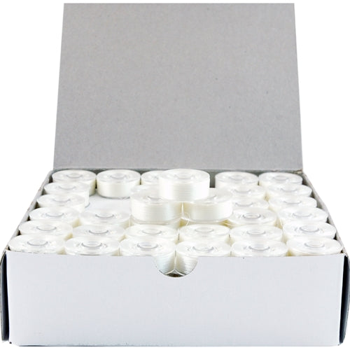 Threadart Prewound Embroidery Bobbins- 144 Count Per Box - White Plastic  Sided - A Style - 6 Options Available 