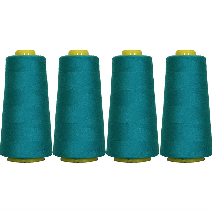 Four Cone Set of Polyester Serger Thread - Aquamarine 465 - 2750 Yards Each - Threadart.com