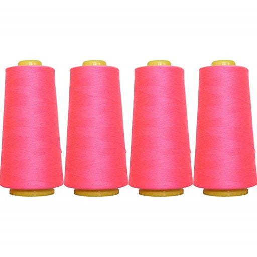 Four Cone Set of Polyester Serger Thread - Neon Pink 908 - 2750 Yards Each - Threadart.com