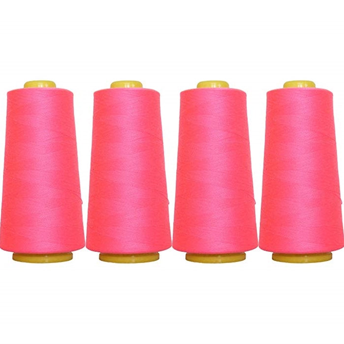 Four Cone Set of Polyester Serger Thread - Neon Pink 908 - 2750 Yards Each - Threadart.com