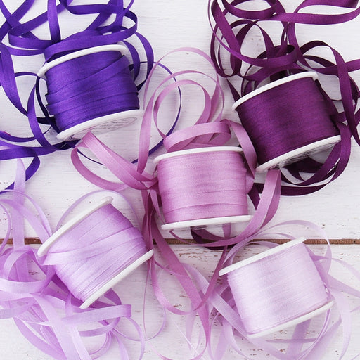 4mm Silk Ribbon Set - Purple Shades - Five Spool Collection - Threadart.com