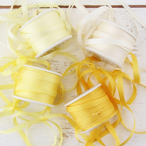 Light Yellow Silk Satin Ribbon - 100% silk - Sew Vintagely